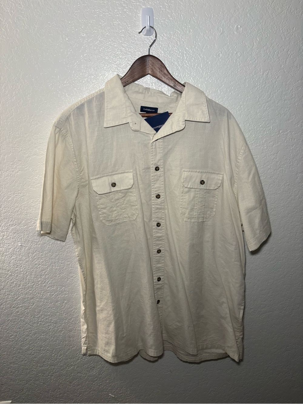 Croft and borrow Cream Short-Sleeve Button-Up Shirt